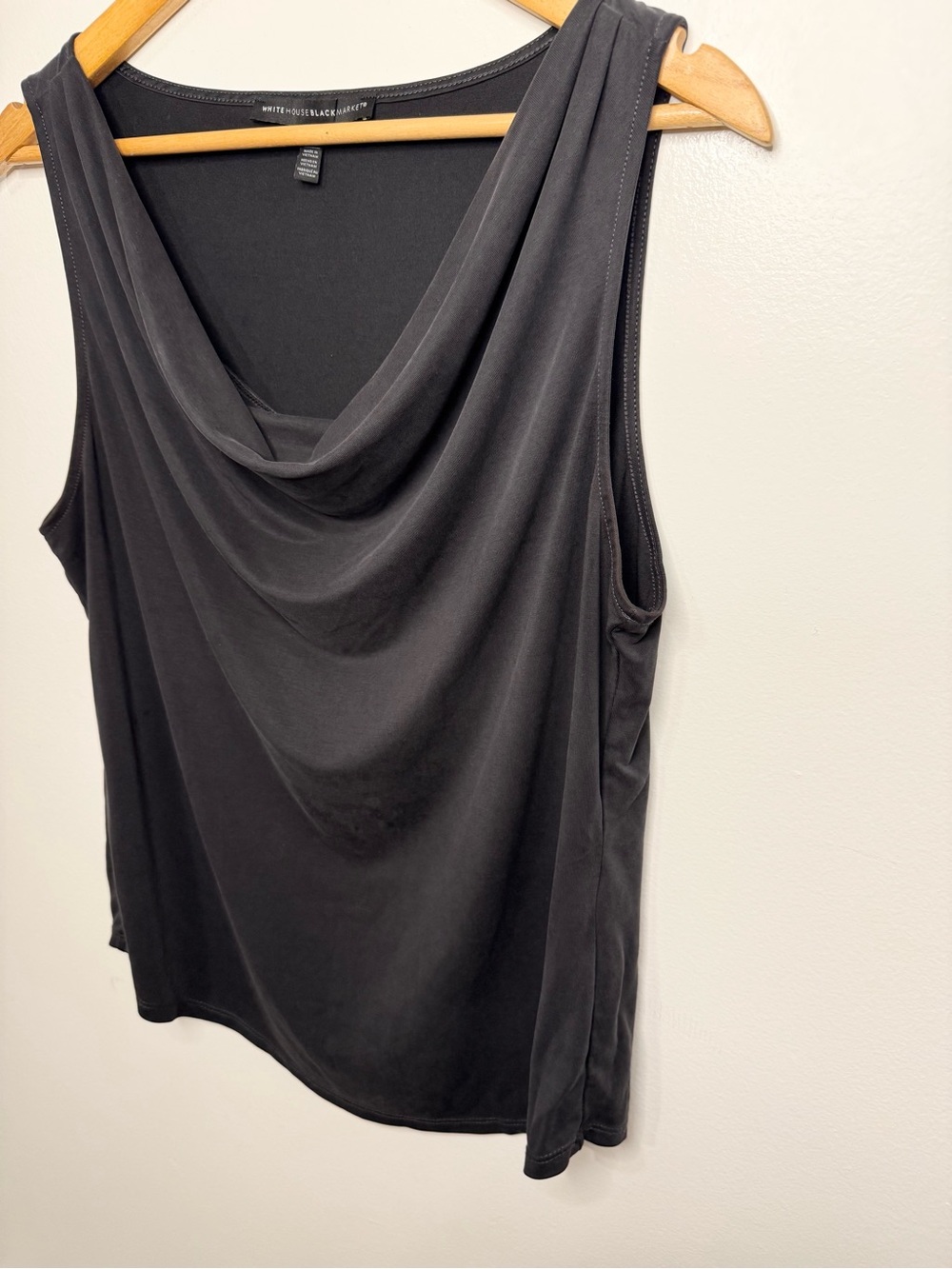 White House Black Market Women’s Black Draped Cowl Neck Top